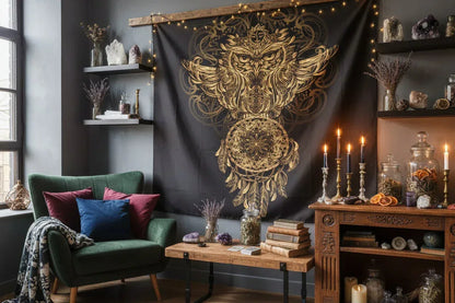 Golden Owl Tapestry - Sorceress Sanctuary 130X150CM-150X200CM