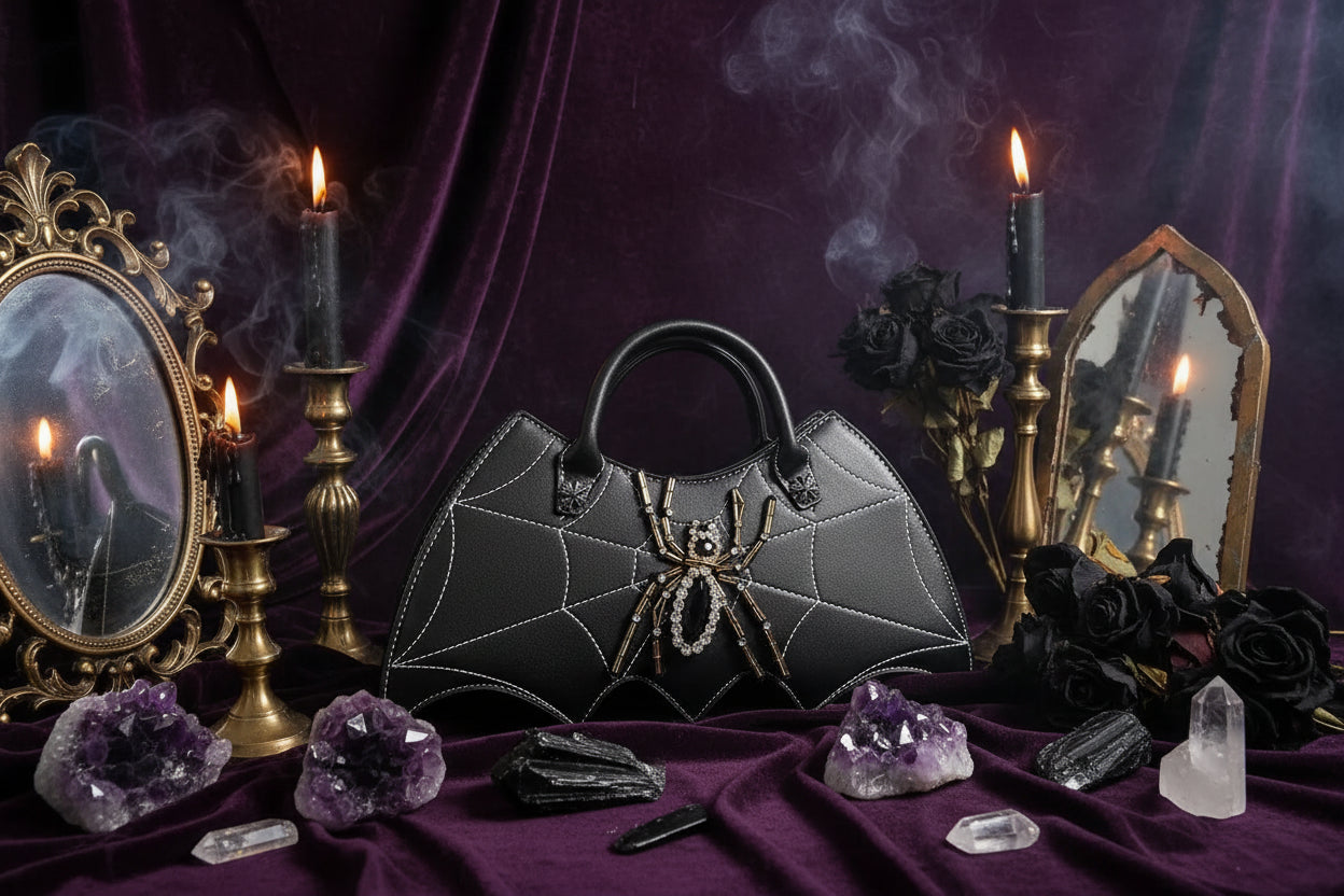 Gothic Bat Bag - Sorceress Sanctuary Light Purple-Light Brown-White-Pink-Black