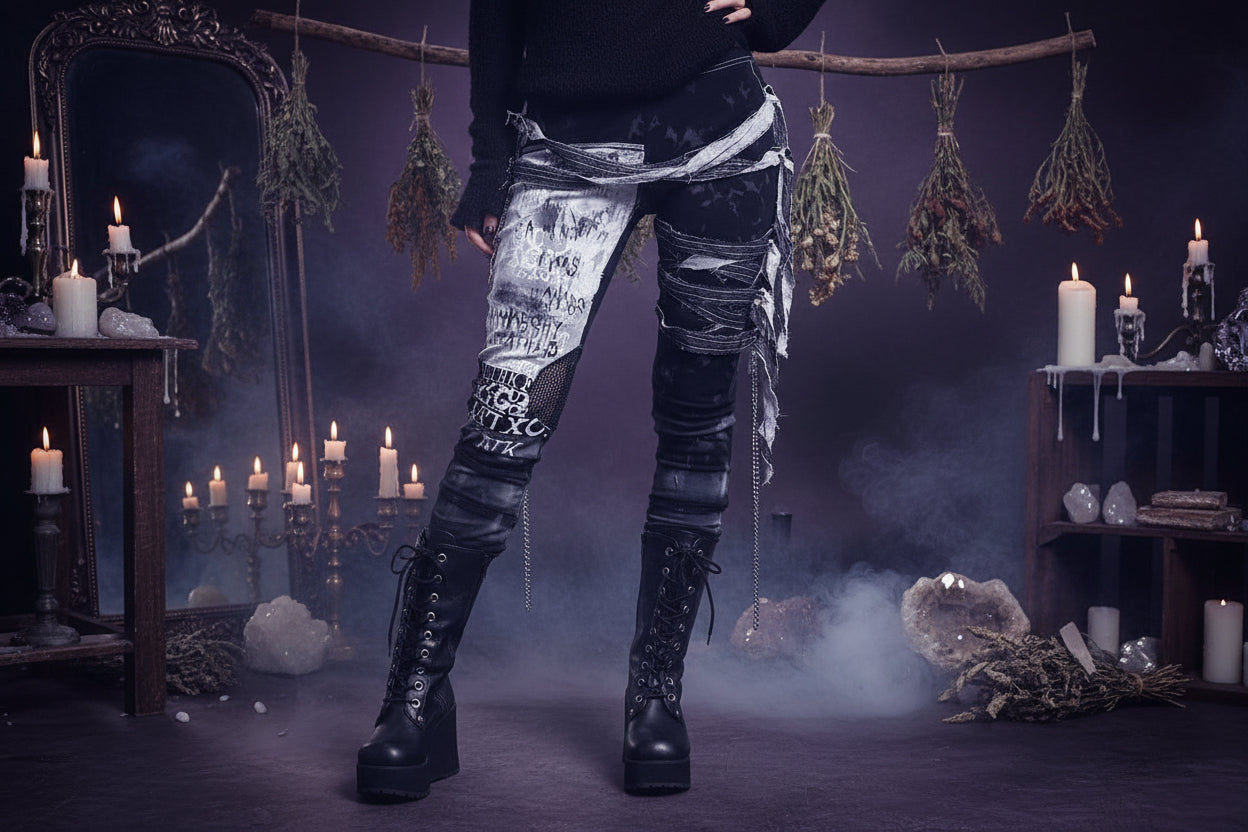 Gothic Distressed Leggings - Sorceress Sanctuary Black / S-Black / M-Black / L-Black / XL-Black / 2XL