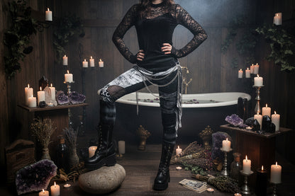 Gothic Distressed Leggings - Sorceress Sanctuary Black / S-Black / M-Black / L-Black / XL-Black / 2XL