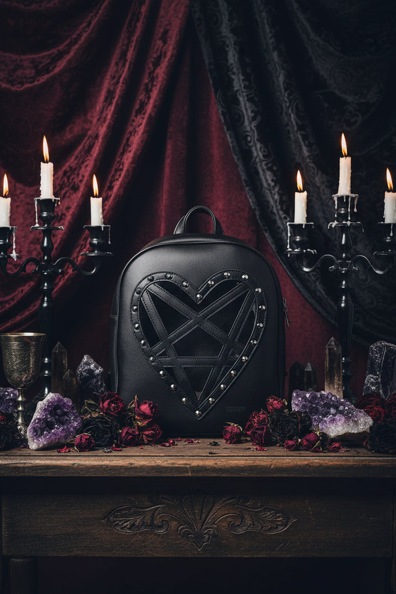 Gothic Harajuku Transparent Heart Backpack with Studs Sorceress Sanctuary