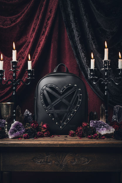 Gothic Harajuku Transparent Heart Backpack with Studs Sorceress Sanctuary