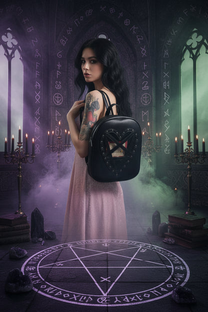 Gothic Harajuku Transparent Heart Backpack with Studs Sorceress Sanctuary