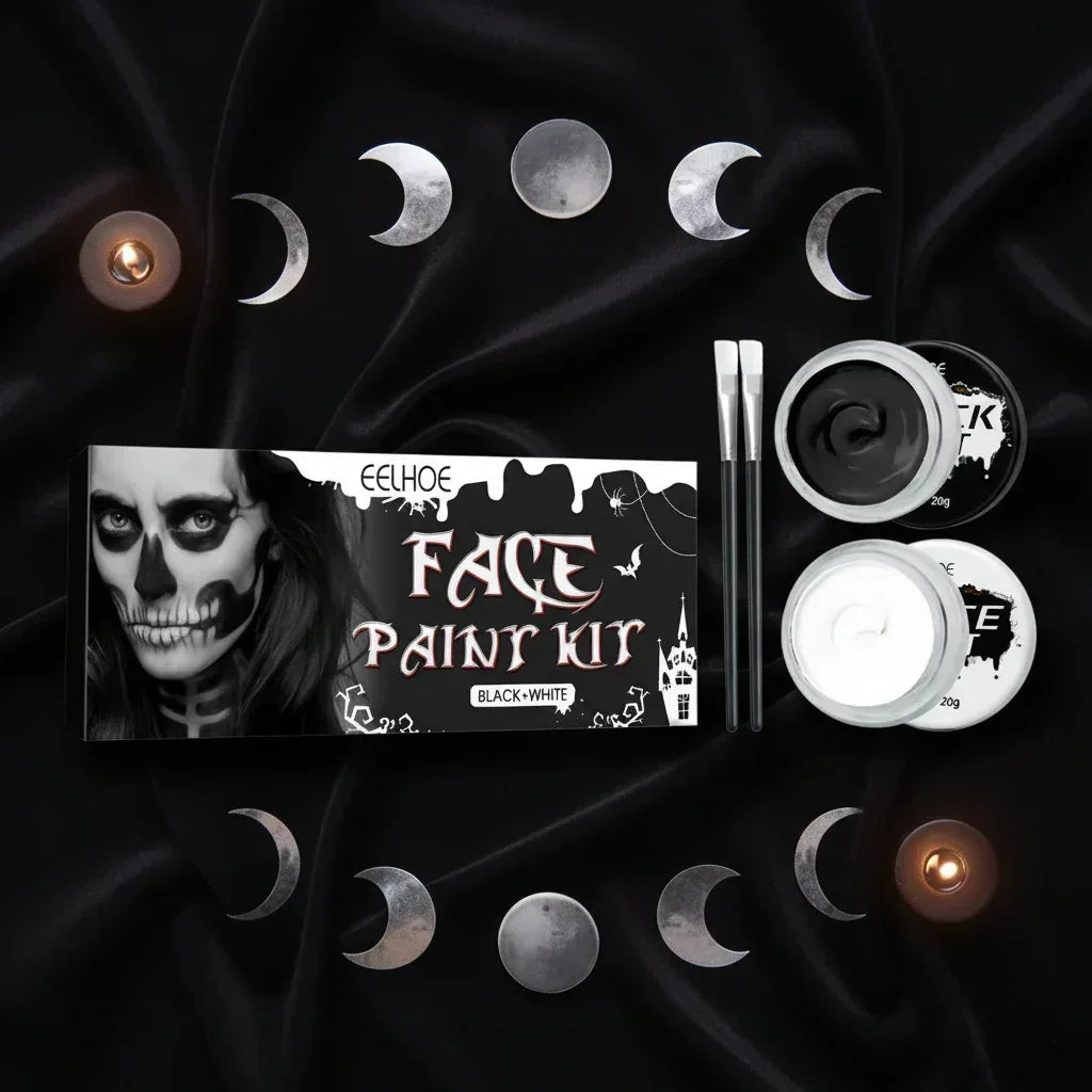 Gothic Makeup Kit - Sorceress Sanctuary White×1pc＋Black×1pc＋Brush×2pcs/box