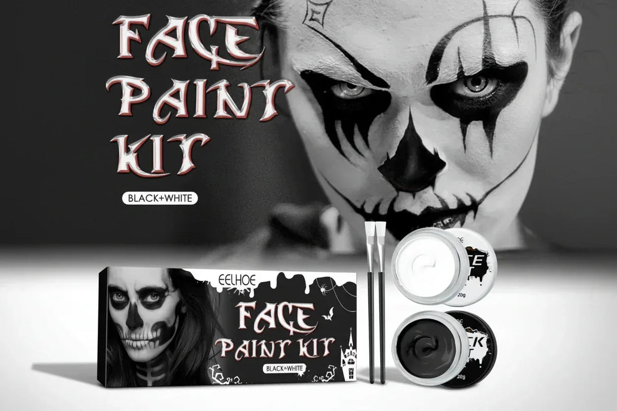 Gothic Makeup Kit - Sorceress Sanctuary White×1pc＋Black×1pc＋Brush×2pcs/box