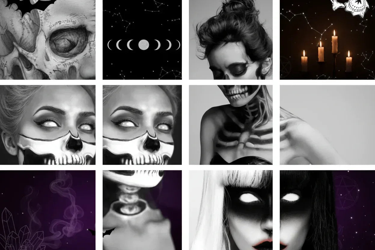 Gothic Makeup Kit - Sorceress Sanctuary White×1pc＋Black×1pc＋Brush×2pcs/box