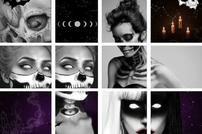 Gothic Makeup Kit - Sorceress Sanctuary White×1pc＋Black×1pc＋Brush×2pcs/box