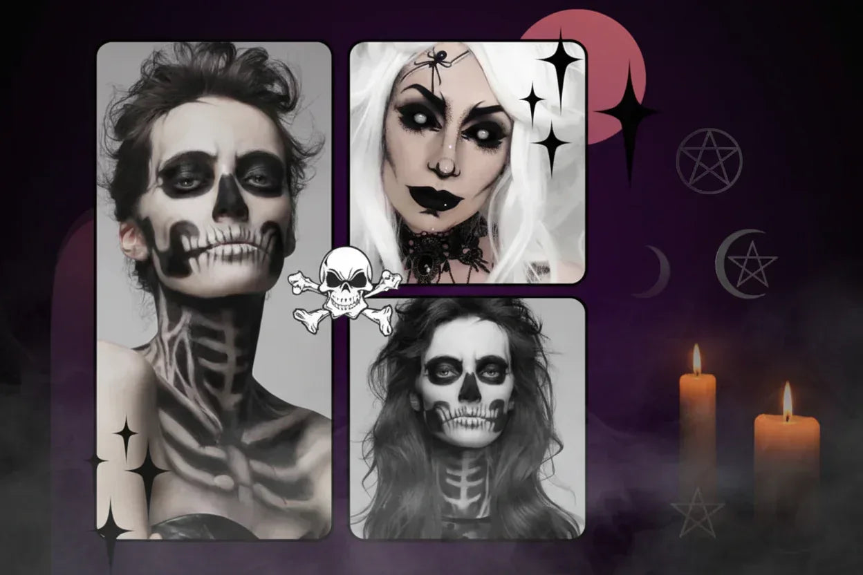 Gothic Makeup Kit - Sorceress Sanctuary White×1pc＋Black×1pc＋Brush×2pcs/box