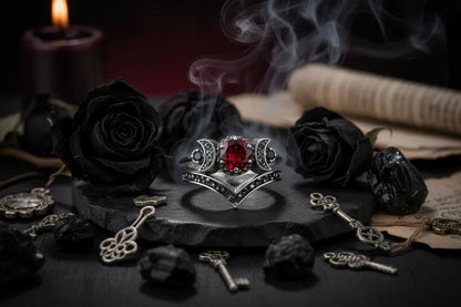 Gothic Moon Ring - Sorceress Sanctuary Black / 5-Black / 6-Black / 7-Black / 8-Black / 9