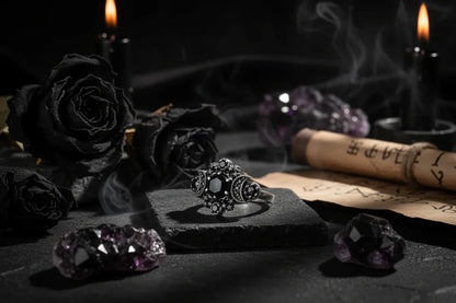 Gothic Moon Ring - Sorceress Sanctuary Black / 5-Black / 6-Black / 7-Black / 8-Black / 9