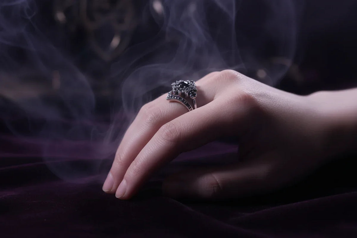Gothic Moon Ring - Sorceress Sanctuary Black / 5-Black / 6-Black / 7-Black / 8-Black / 9
