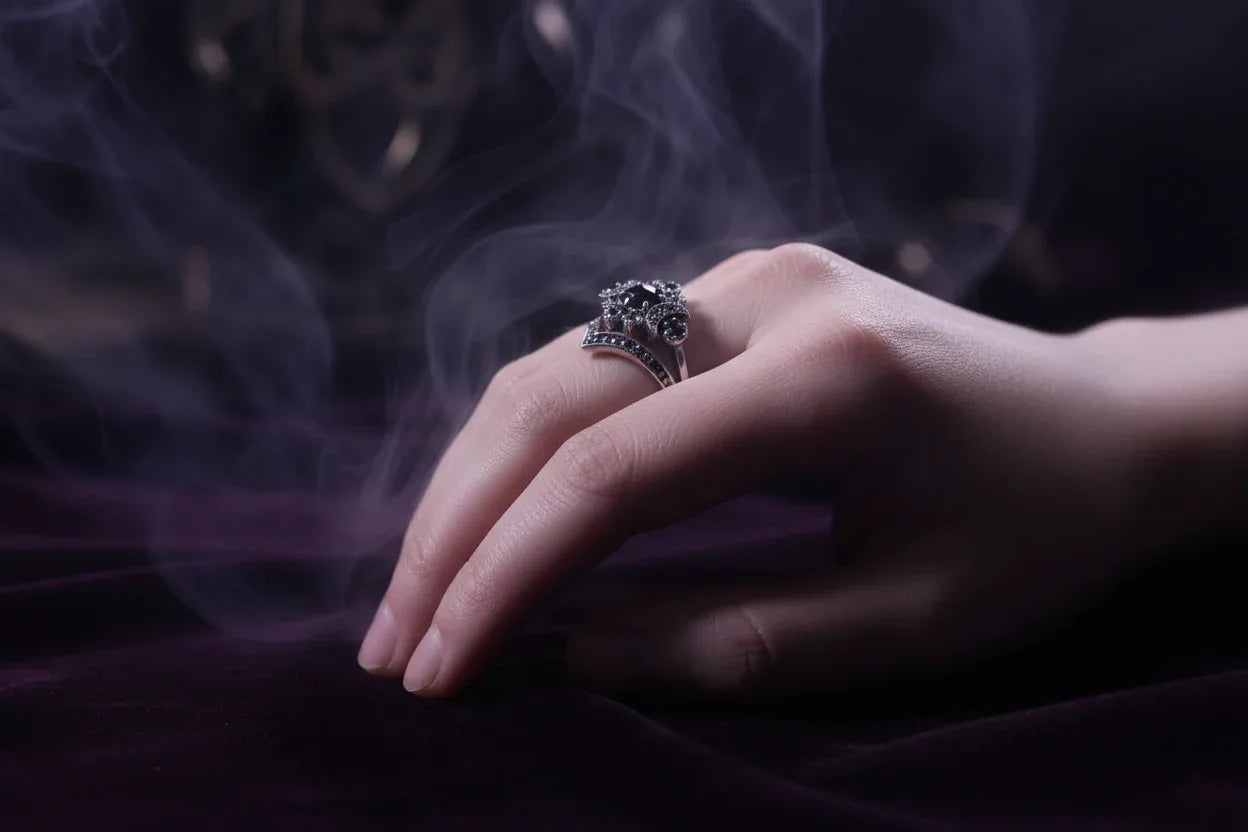 Gothic Moon Ring - Sorceress Sanctuary Black / 5-Black / 6-Black / 7-Black / 8-Black / 9