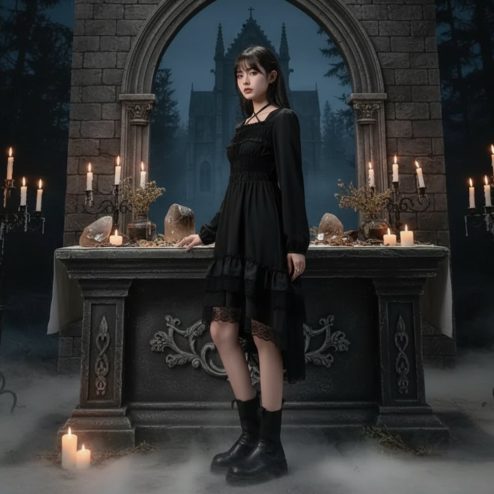 Gothic Mystery Dress - Sorceress Sanctuary Koyu Kahverengi / L-Lemon yellow / M-Lemon yellow / L-Lemon yellow / S-Koyu Kahverengi / S