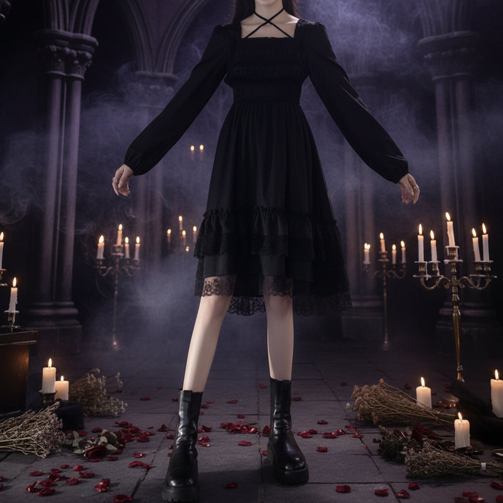 Gothic Mystery Dress - Sorceress Sanctuary Koyu Kahverengi / L-Lemon yellow / M-Lemon yellow / L-Lemon yellow / S-Koyu Kahverengi / S