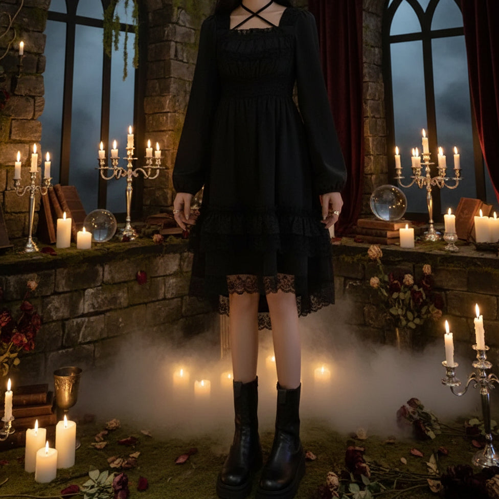 Gothic Mystery Dress - Sorceress Sanctuary Koyu Kahverengi / L-Lemon yellow / M-Lemon yellow / L-Lemon yellow / S-Koyu Kahverengi / S