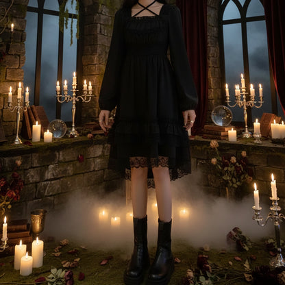 Gothic Mystery Dress - Sorceress Sanctuary Koyu Kahverengi / L-Lemon yellow / M-Lemon yellow / L-Lemon yellow / S-Koyu Kahverengi / S