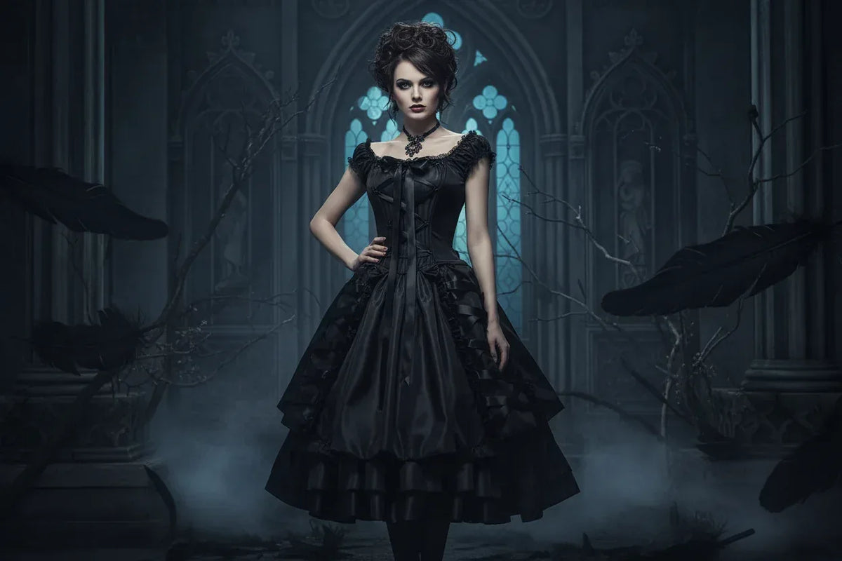 Gothic Puff Dress - Sorceress Sanctuary Black / S-Black / M-Black / L-Black / XL-Black / 2XL
