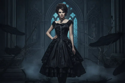 Gothic Puff Dress - Sorceress Sanctuary Black / S-Black / M-Black / L-Black / XL-Black / 2XL
