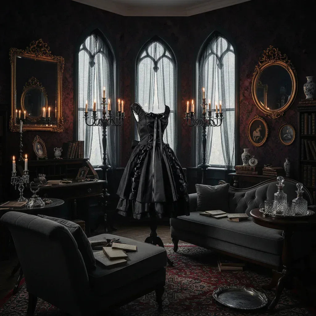 Gothic Puff Dress - Sorceress Sanctuary Black / S-Black / M-Black / L-Black / XL-Black / 2XL