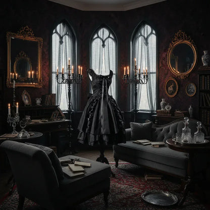 Gothic Puff Dress - Sorceress Sanctuary Black / S-Black / M-Black / L-Black / XL-Black / 2XL