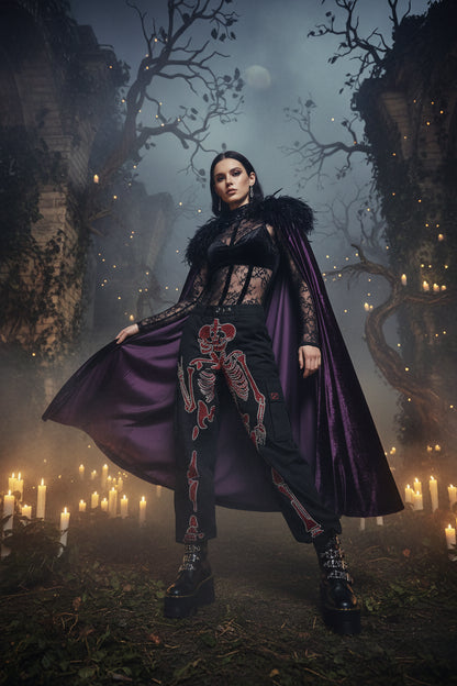 Gothic Jeans with Rhinestone Print Sorceress Sanctuary