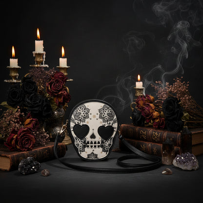 Gothic Skull Crossbody Bag - Sorceress Sanctuary Rose Red-Blue-Black-Gold