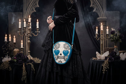 Gothic Skull Crossbody Bag - Sorceress Sanctuary Rose Red-Blue-Black-Gold