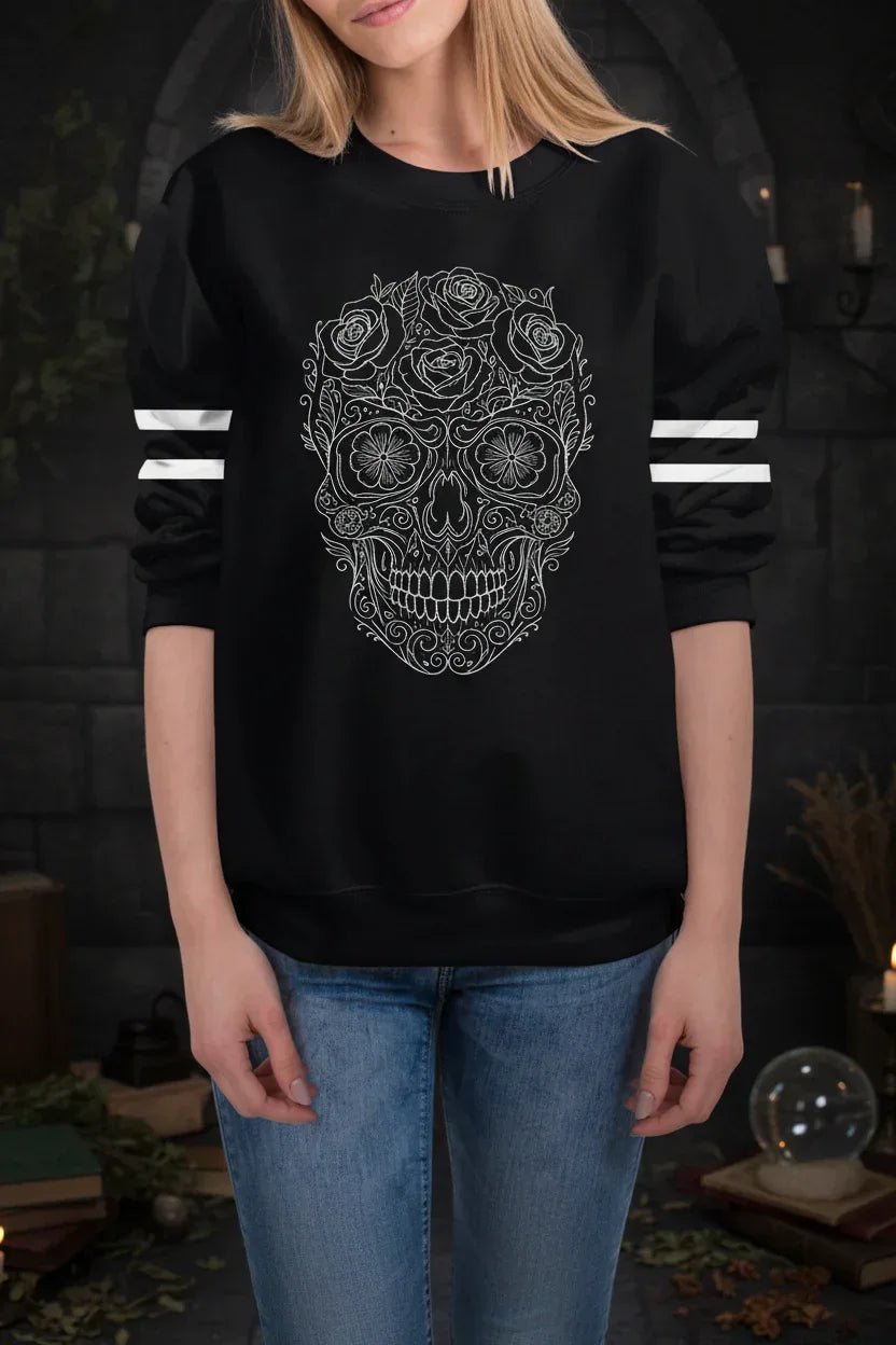 Gothic Skull Sweatshirt - Sorceress Sanctuary Black1 / M-Black1 / L-Black2 / XL-Black4 / XL-Black3 / 2XL
