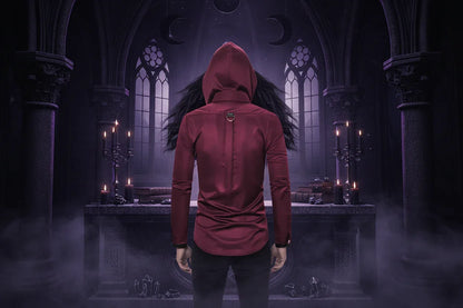 Gothic Studded | Long Sleeve Shirt - Sorceress Sanctuary Wine red / S-Wine red / M-Wine red / L-Wine red / XL-Wine red / XXL