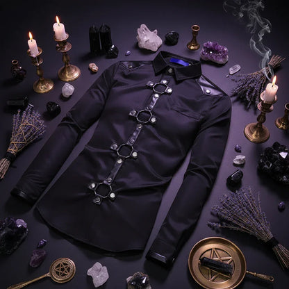 Gothic Studded | Long Sleeve Shirt - Sorceress Sanctuary Wine red / S-Wine red / M-Wine red / L-Wine red / XL-Wine red / XXL
