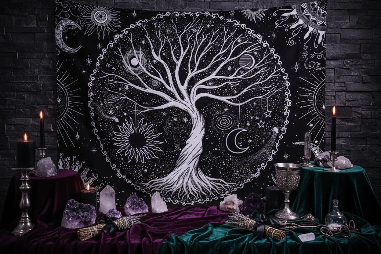 Gothic Tree Tapestry - Sorceress Sanctuary 37.4*28.7 Inch-59.1*51.2 Inch-78.8*59.1 Inch
