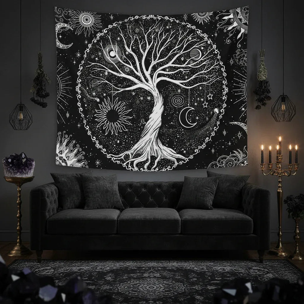 Gothic Tree Tapestry - Sorceress Sanctuary 37.4*28.7 Inch-59.1*51.2 Inch-78.8*59.1 Inch