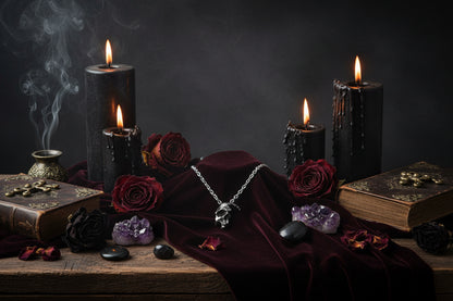 Half Face Skull Necklace - Sorceress Sanctuary