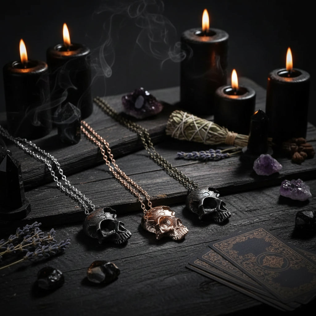Half Face Skull Necklace - Sorceress Sanctuary