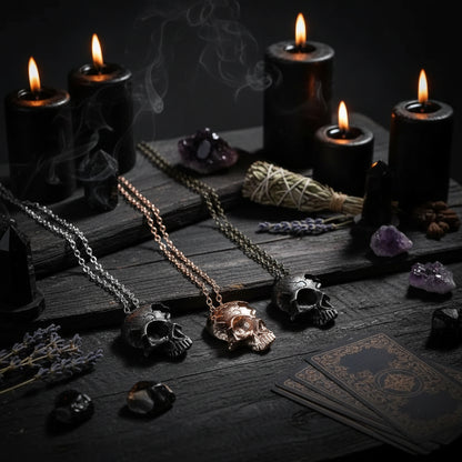 Half Face Skull Necklace - Sorceress Sanctuary