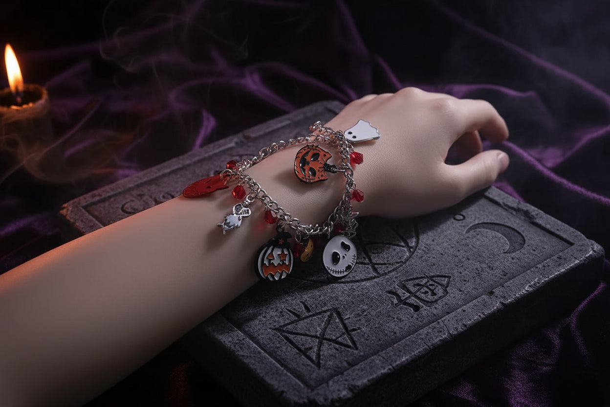 Halloween Charm Bracelet - Sorceress Sanctuary Silver