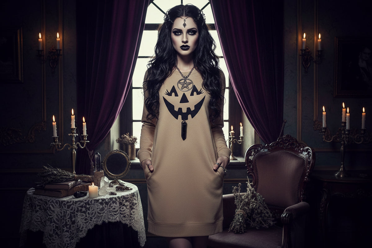 Halloween Pumpkin Dress - Sorceress Sanctuary White / S-White / M-White / L-White / XL-White / XXL