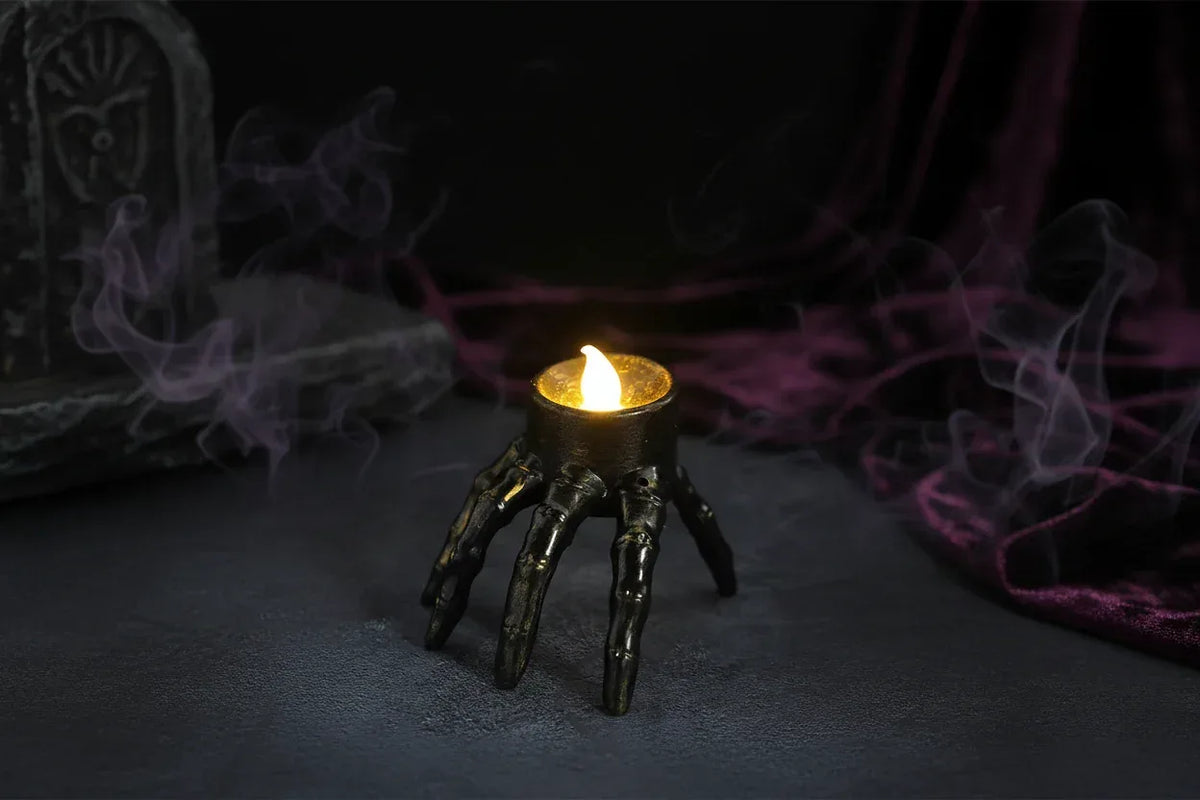 Haunted LED Candle Lantern - Sorceress Sanctuary Finger Candles-Square Skull Candle