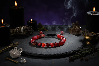 Healing Bracelets - Sorceress Sanctuary Blue agate-Black feldspar-Red agate-Colorful chakra-Rose Quartz