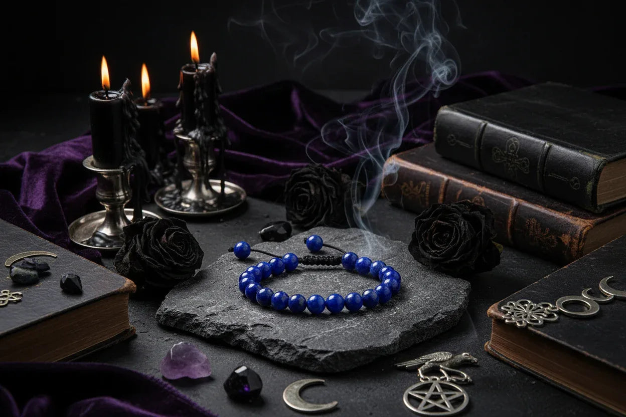 Healing Bracelets - Sorceress Sanctuary Blue agate-Black feldspar-Red agate-Colorful chakra-Rose Quartz
