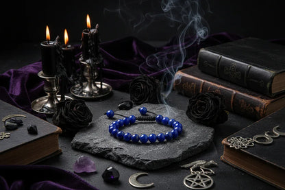 Healing Bracelets - Sorceress Sanctuary Blue agate-Black feldspar-Red agate-Colorful chakra-Rose Quartz