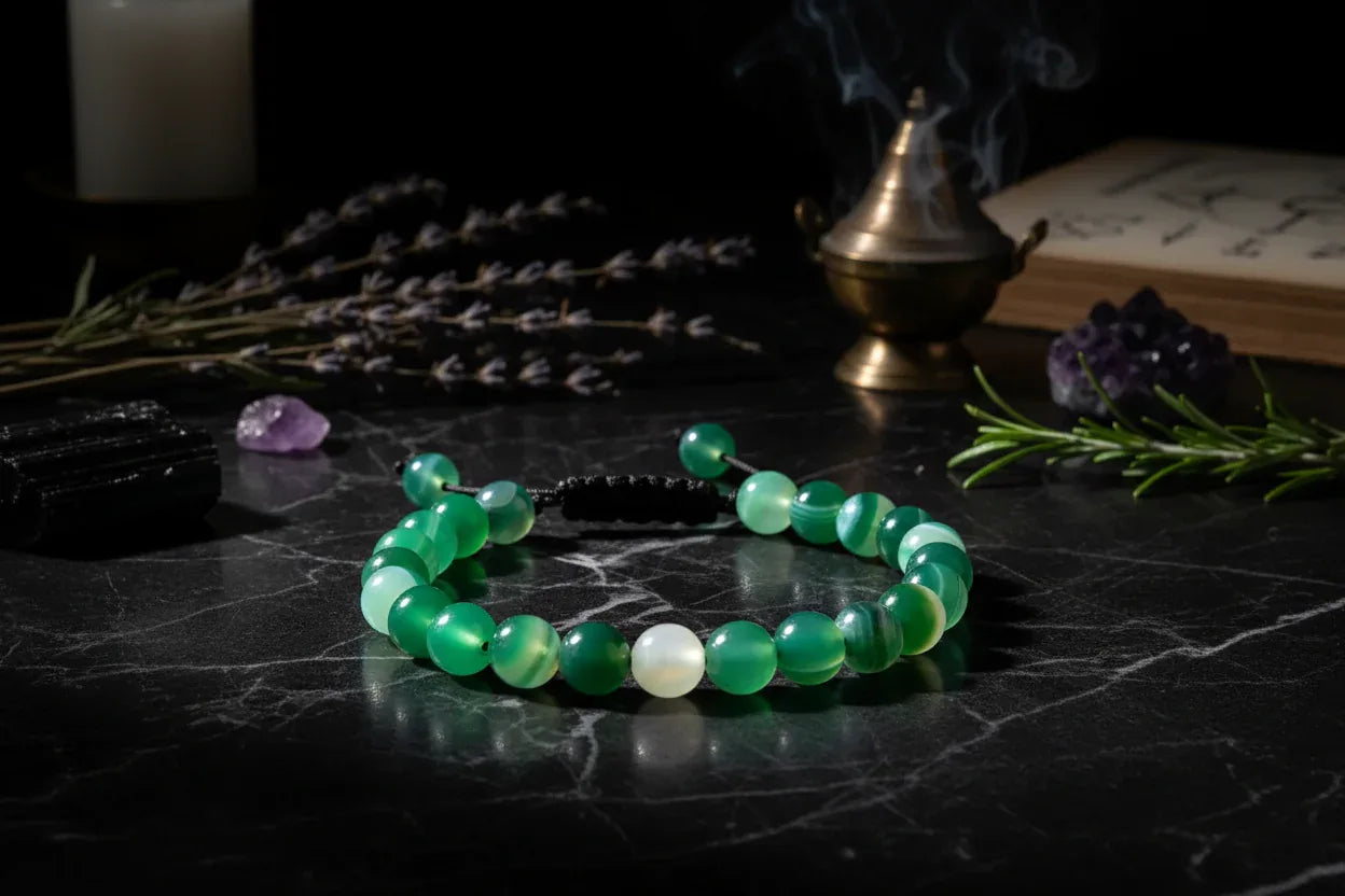 Healing Bracelets - Sorceress Sanctuary Blue agate-Black feldspar-Red agate-Colorful chakra-Rose Quartz