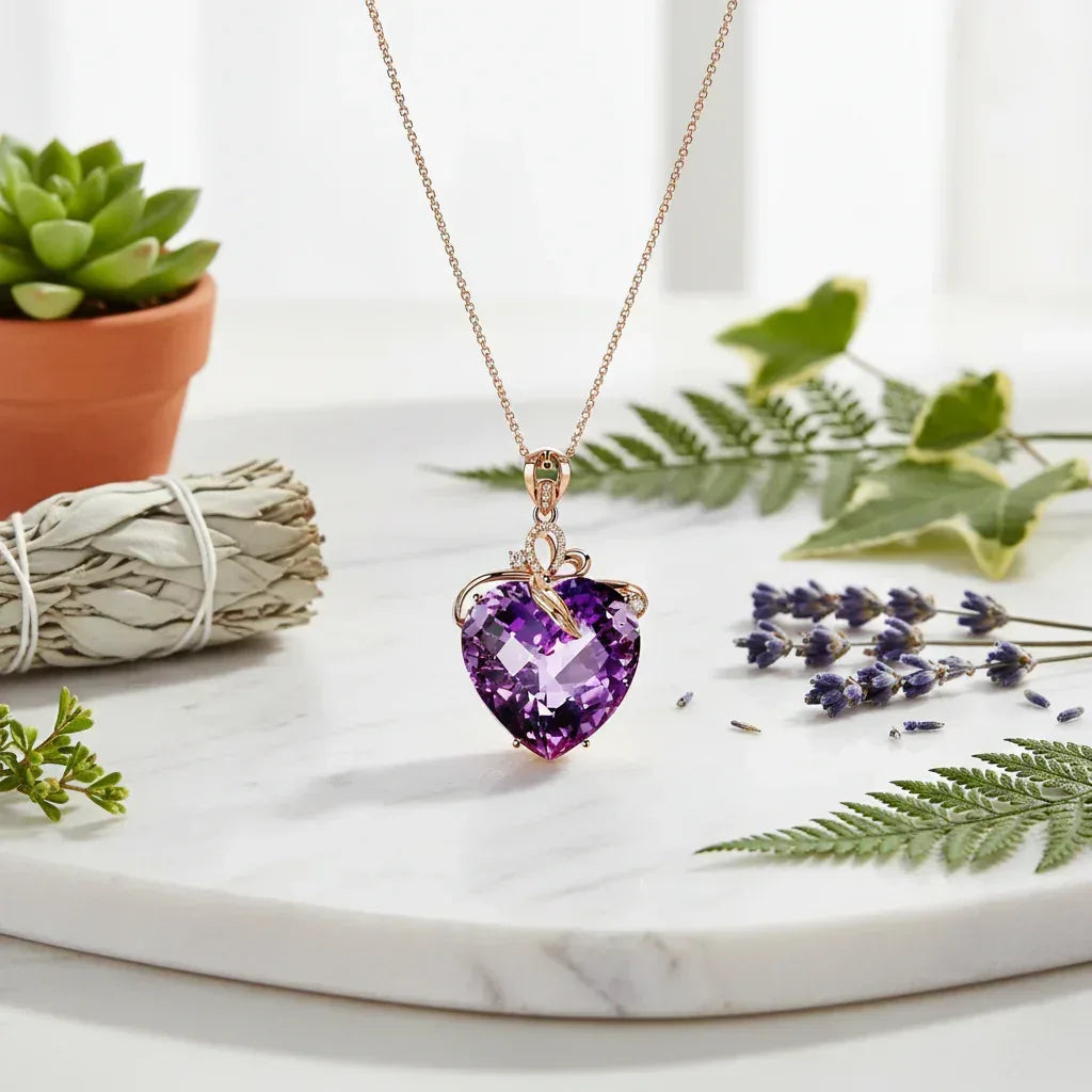 Heart Amethyst Necklace - Sorceress Sanctuary Purple