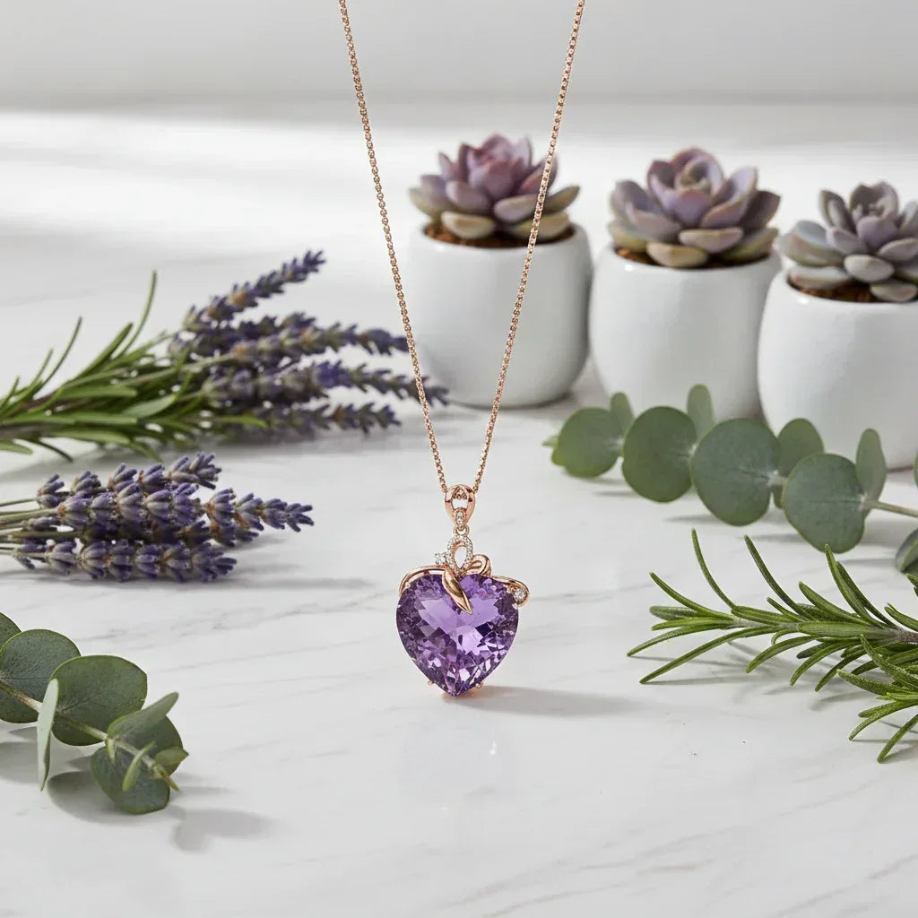 Heart Amethyst Necklace - Sorceress Sanctuary Purple