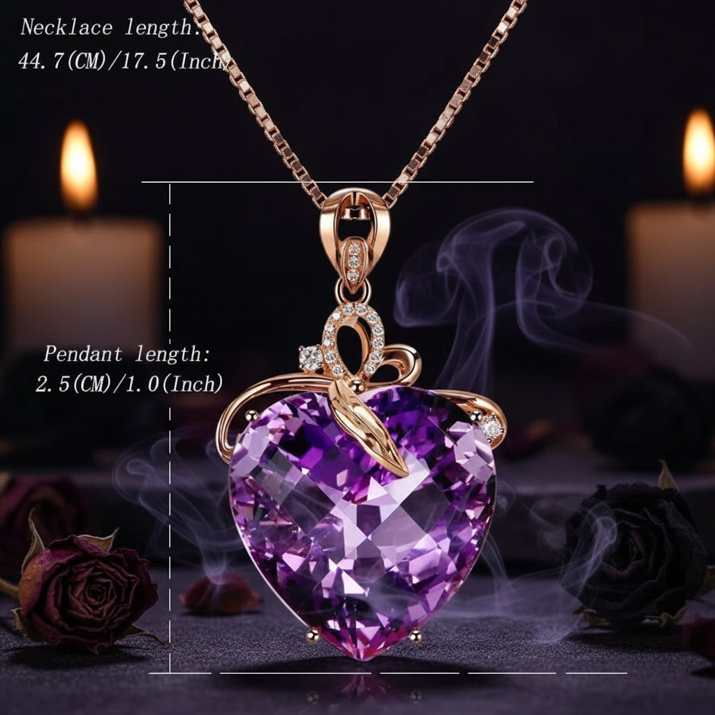 Heart Amethyst Necklace - Sorceress Sanctuary Purple