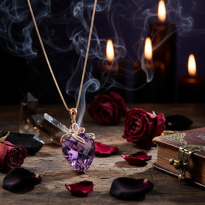Heart Amethyst Necklace - Sorceress Sanctuary Purple