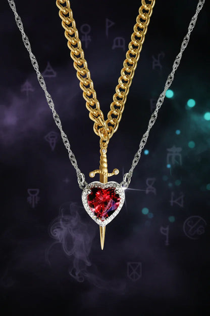 Heart Dagger Necklace - Sorceress Sanctuary Pink Silver / 100*100*20(1mm)-Silver / 100*100*20(1mm)-2 Silver Bracelet Rings / 100*100*20(1mm)-Gold And Silver / 100*100*20(1mm)-Gold / 100*100*20(1mm)