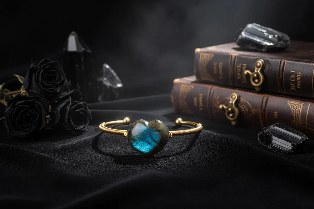 Heart Moonstone Bracelet - Sorceress Sanctuary Gold Bracelet-Silver Bracelet