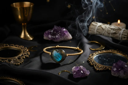 Heart Moonstone Bracelet - Sorceress Sanctuary Gold Bracelet-Silver Bracelet