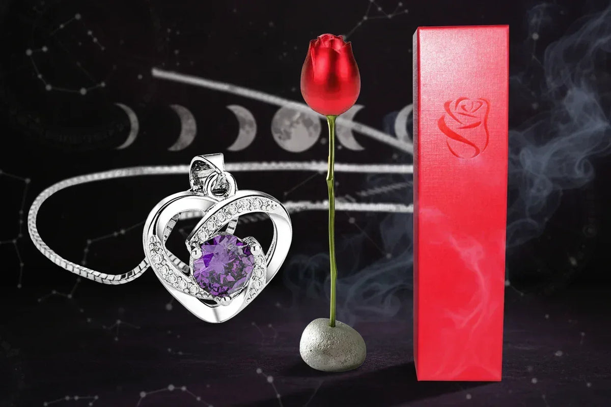 Heart Crystal & Rose Set - Sorceress Sanctuary A-B-Butterfly Heart Blue Gold-D-C